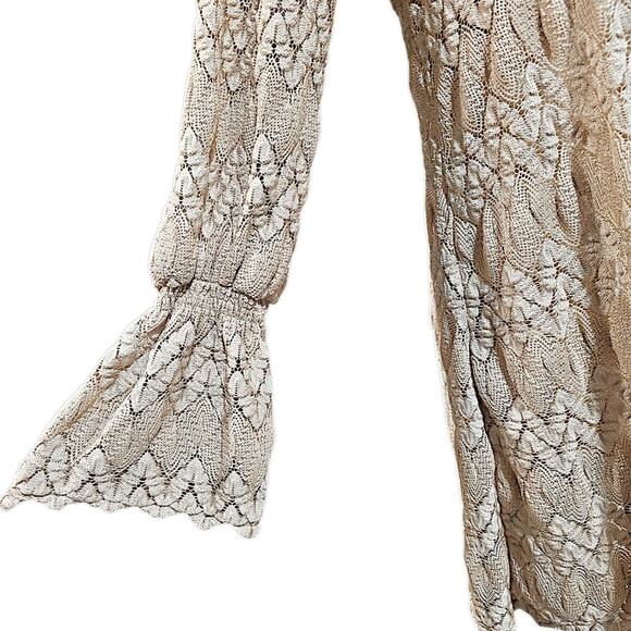 Free People Simone Lace Overlay Dress Long Sleeve Beige Tan Cream Size Small - Picture 7 of 7
